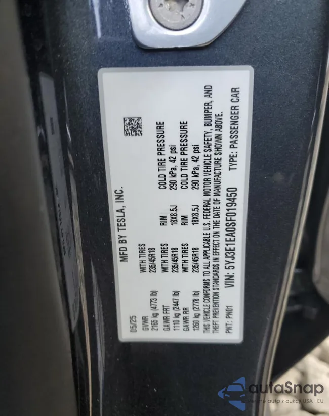 5YJ3E1EA0SF019450: 69247105