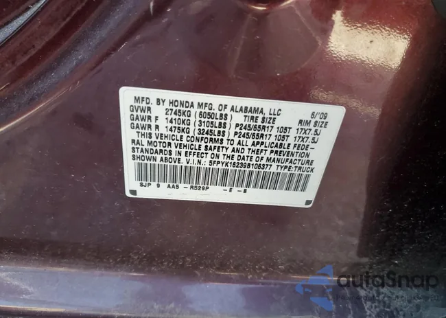 5FPYK16239B106377: 70242764