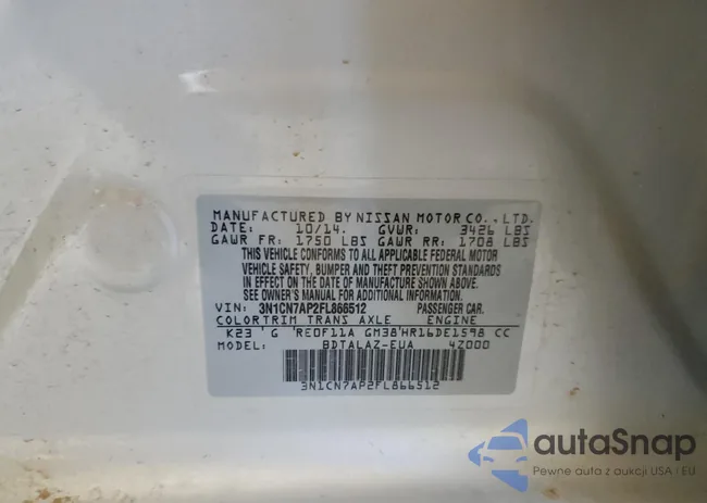 3N1CN7AP2FL866512: 70125814