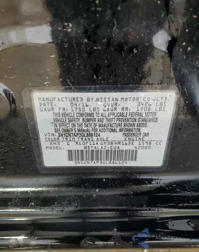 3N1CN7AP3GL886124: 72675004