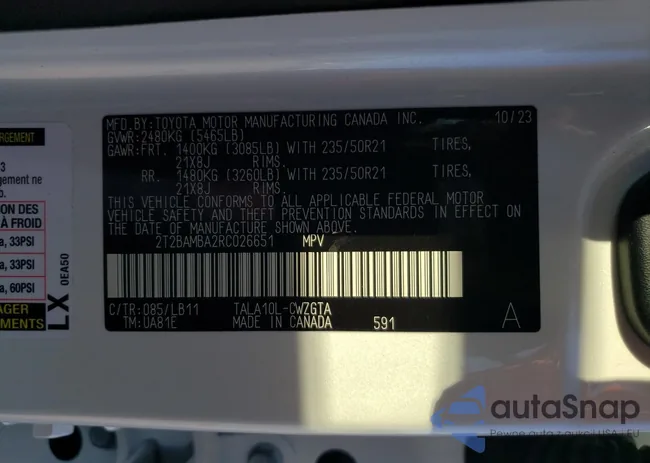 2T2BAMBA2RC026651: 72613954