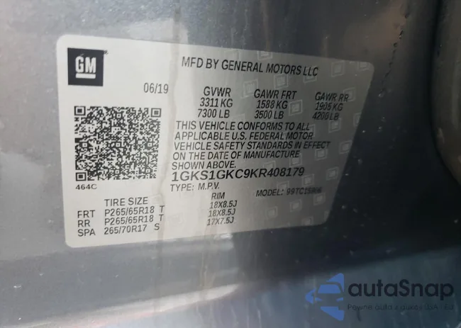 1GKS1GKC9KR408179: 72939664