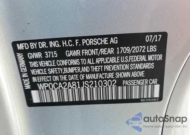 WP0CA2A81JS210302: 73794464