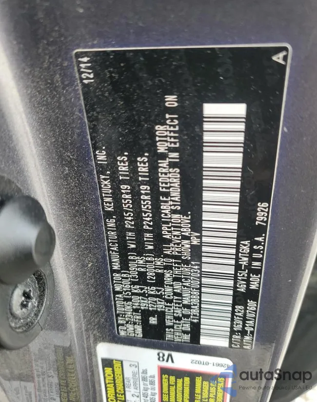 4T3BA3BB8FU070341: 70761535