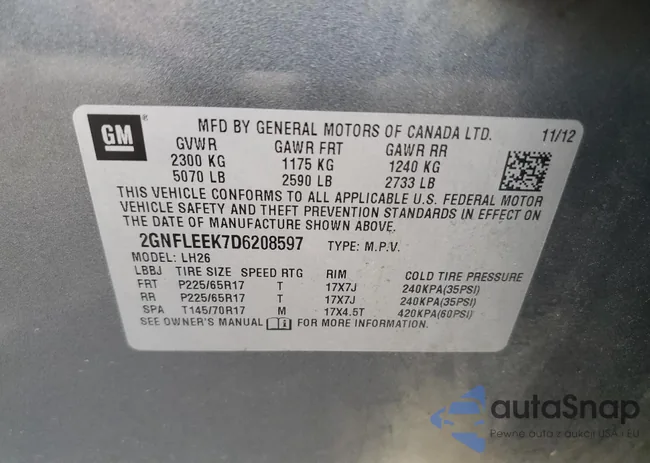 2GNFLEEK7D6208597: 80913225