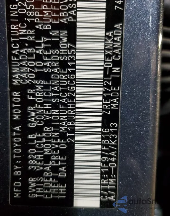 2T1BURHE2GC611357: 80763385