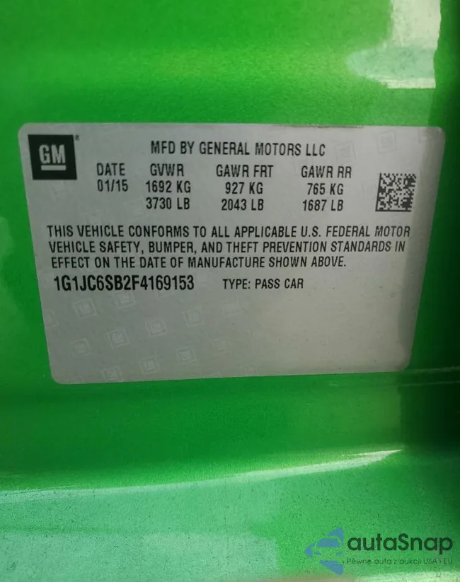 1G1JC6SB2F4169153: 80191575