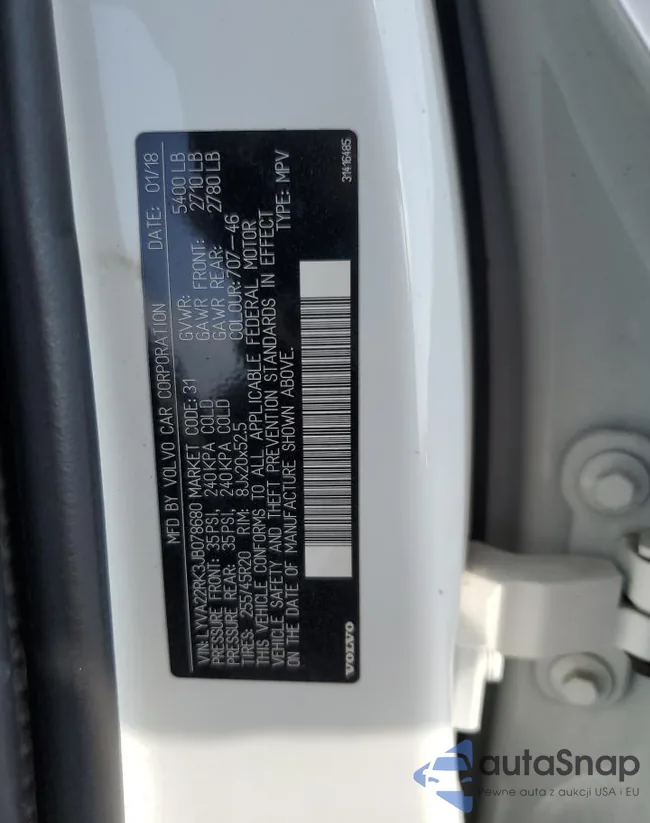 LYVA22RK3JB078680: 72075885