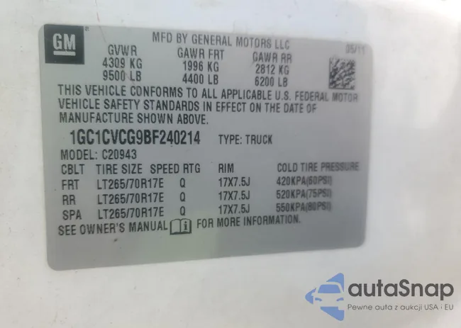 1GC1CVCG9BF240214: 71430195