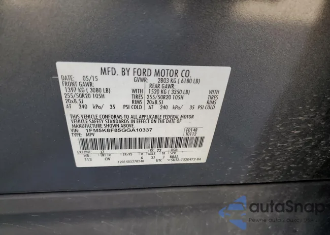 1FM5K8F85GGA10337: 71206645