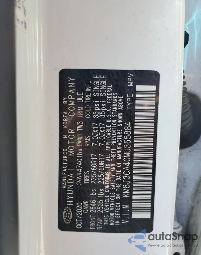 KM8J3CA40MU365884: 84702785