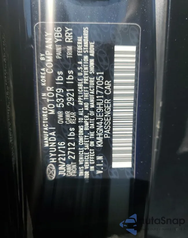 KMHGN4JE9HU177051: 80700955