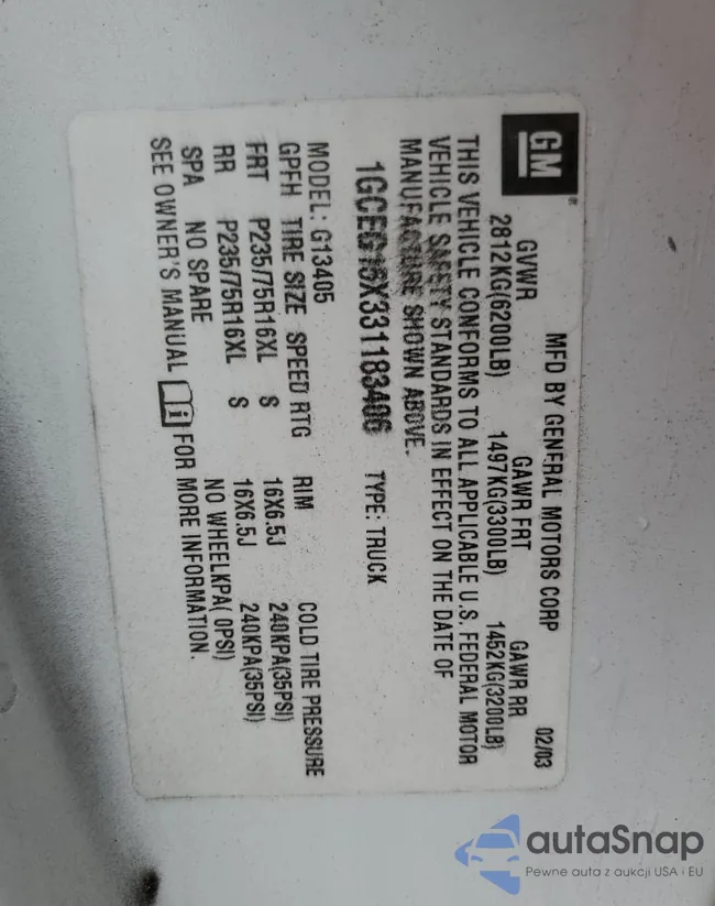 1GCEG15X331183406: 84524845