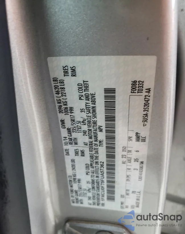 1FMCU0F75FUA57362: 71600365