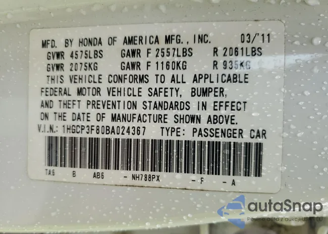 1HGCP3F80BA024367: 83985825