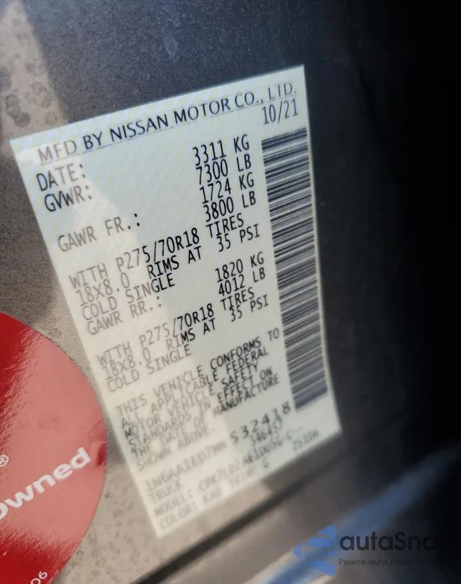 1N6AA1ED7MN532418: 81503725