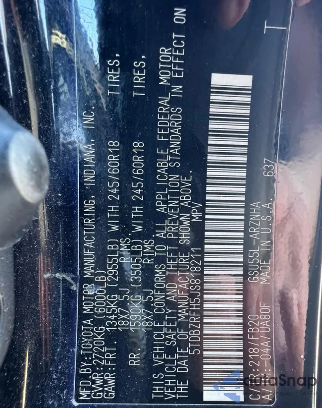 5TDBZRFH5JS818211: 83814165