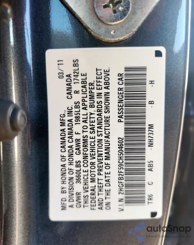 2HGFB2F59CH504602: 80087515