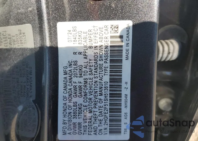 2HGFE2F51SH513610: 81253155