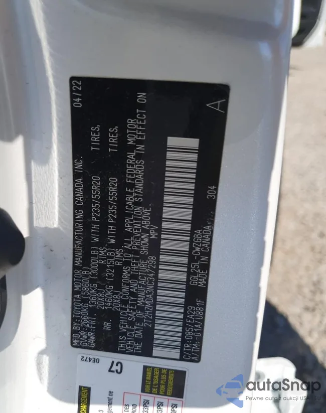 2T2HZMDA3NC347298: 70802845