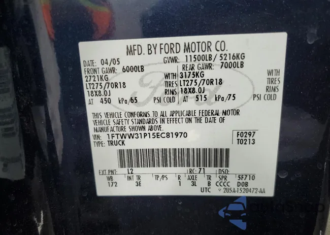 1FTWW31P15EC81970: 71129115