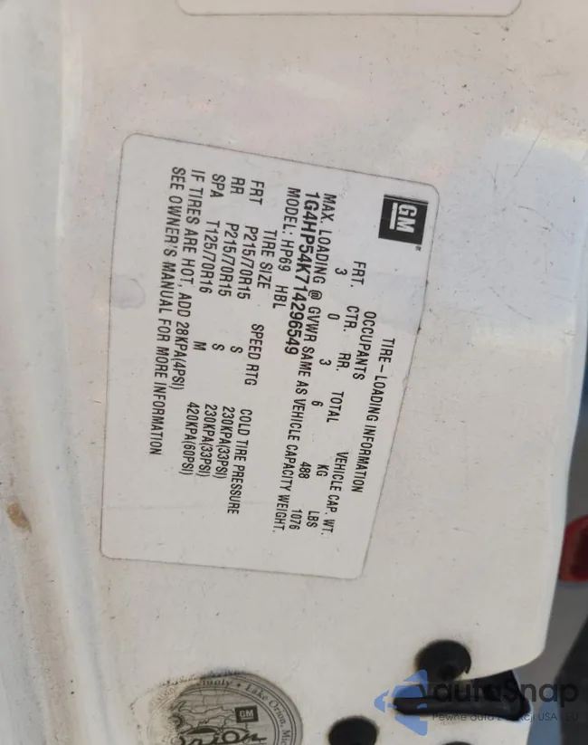 1G4HP54K714296549: 81122145