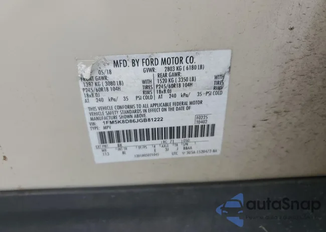 1FM5K8D86JGB81222: 81746235