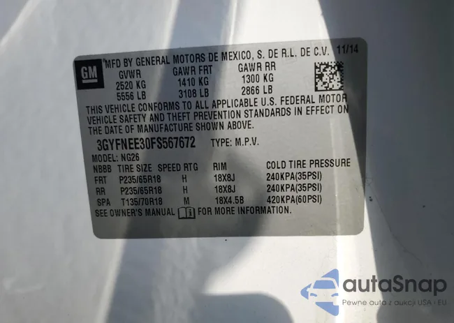 3GYFNEE30FS567672: 71700675