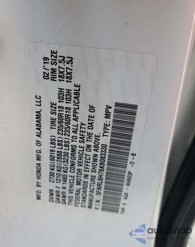 5FNRL6H76KB083330: 82127835