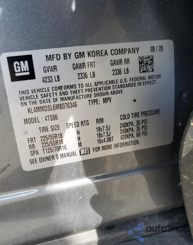 KL4MMDSL6MB076346: 84286985