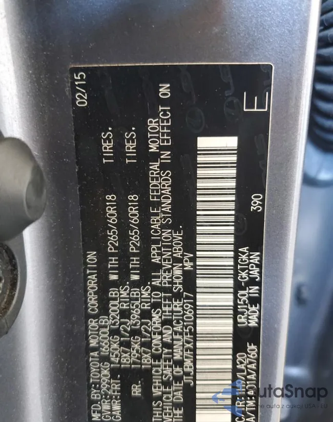 JTJBM7FX7F5106917: 80990915