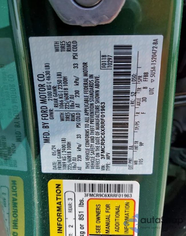 3FMCR9C6XRRF01963: 71421855