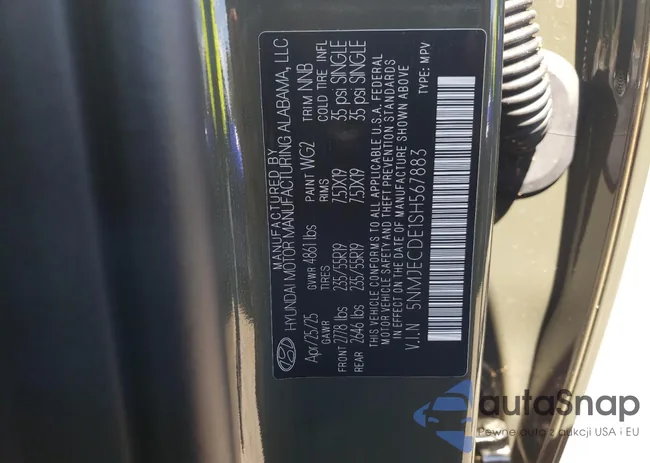 5NMJECDE1SH567883: 71656945