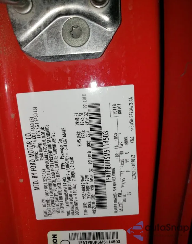 1FATP8UH5M5114503: 80931615