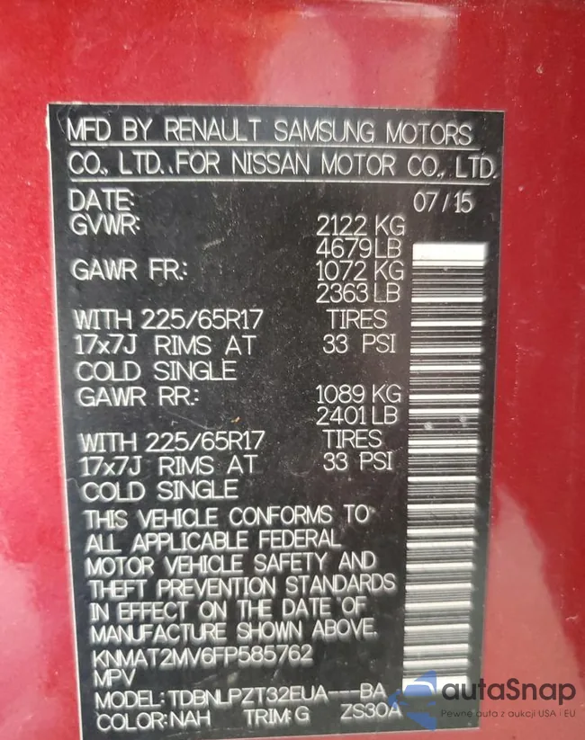 KNMAT2MV6FP585762: 80287085