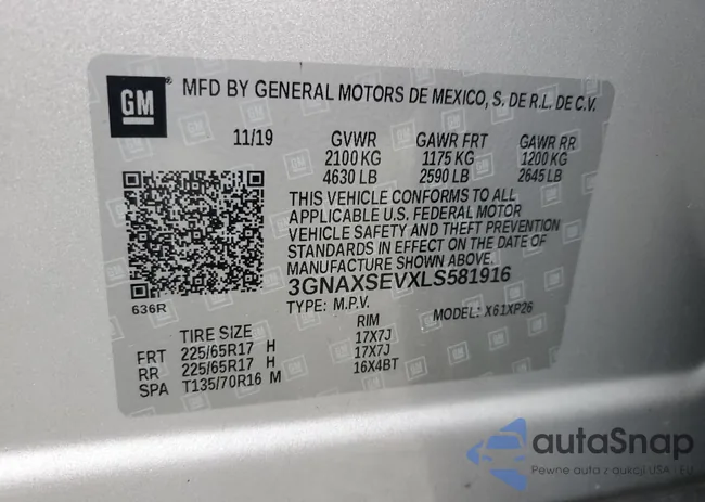 3GNAXSEVXLS581916: 80217605