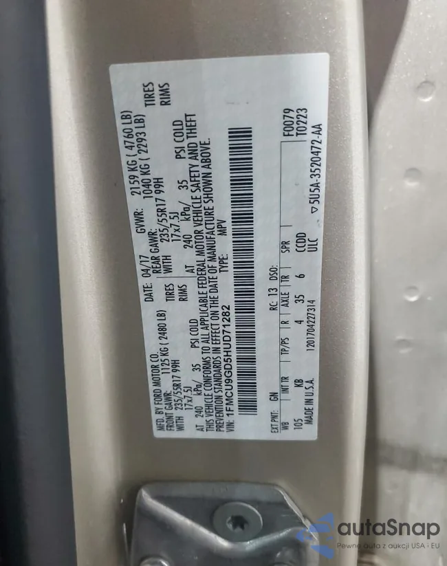 1FMCU9GD5HUD71282: 80504095