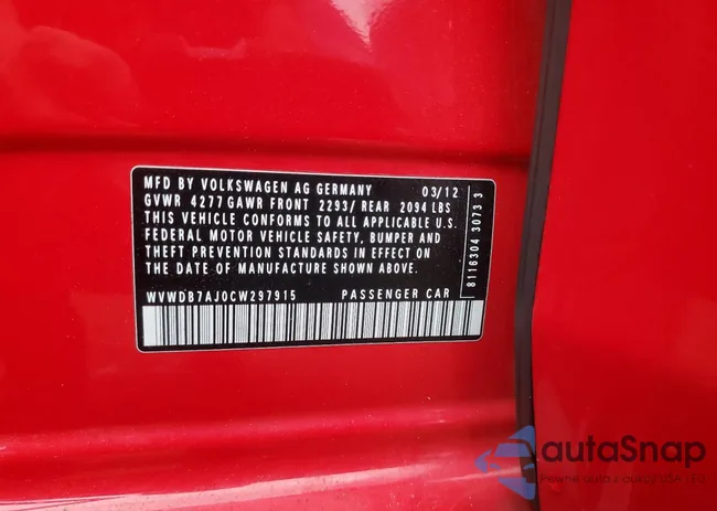 WVWDB7AJ0CW297915: 83960585