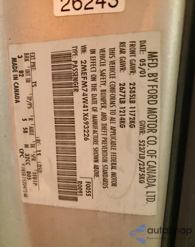 2MEFM74W41X693226: 84202545