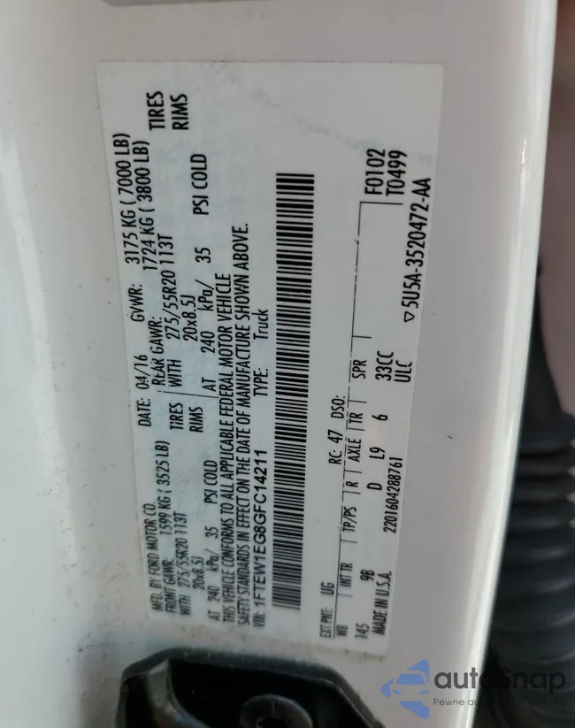 1FTEW1EG8GFC14211: 71086985