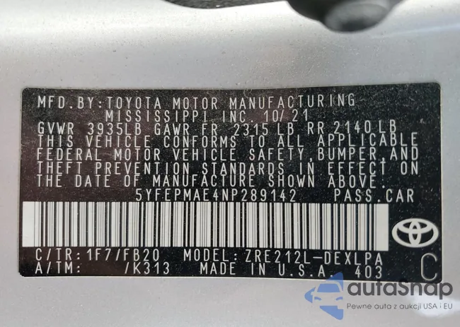 5YFEPMAE4NP289142: 72042725