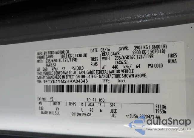 1FTYE1YM2HKA04343: 71003555