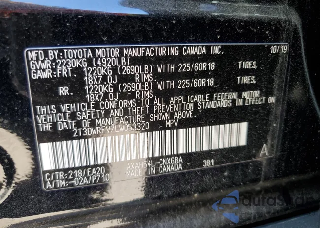 2T3DWRFV7LW053320: 70653185