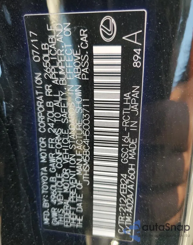 JTHSM5BC4H5003711: 80391425