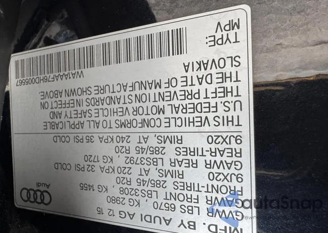 WA1AAAF76HD005567: 84882315