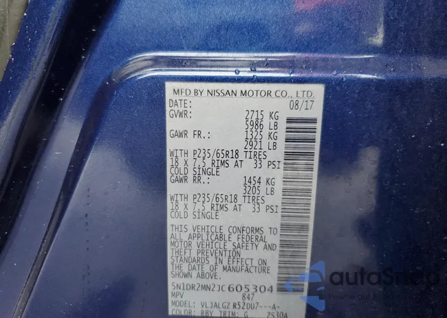 5N1DR2MN2JC605304: 84230085