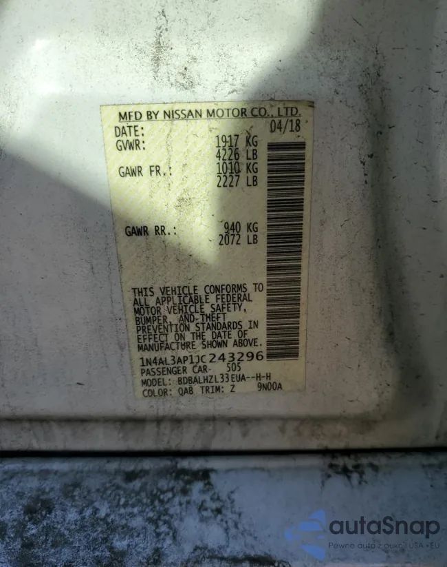 1N4AL3AP1JC243296: 71664675