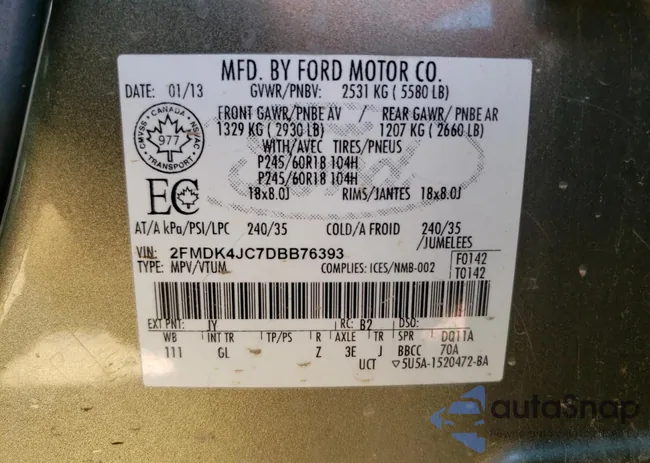 2FMDK4JC7DBB76393: 80142355