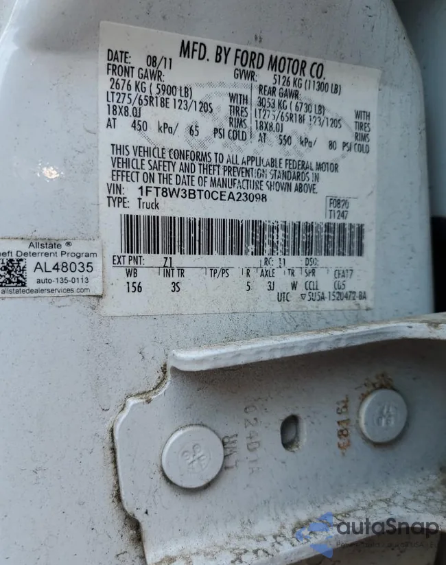 1FT8W3BT0CEA23098: 80726445