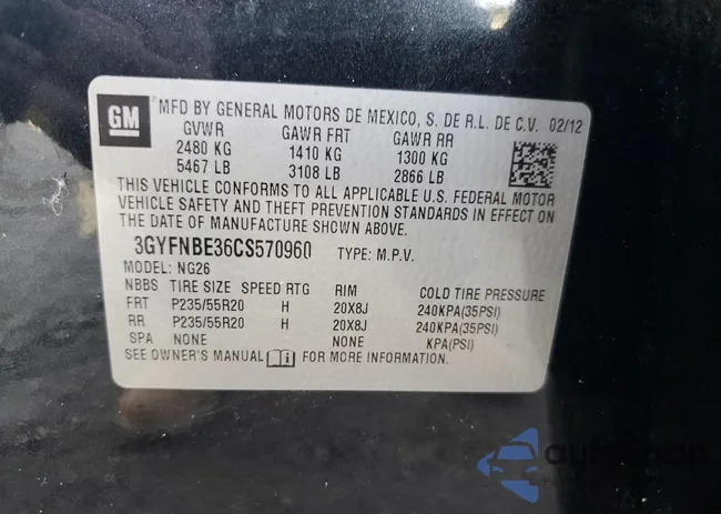 3GYFNBE36CS570960: 71083765